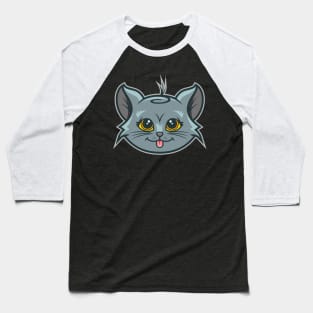Gray Kitty Kat Baseball T-Shirt